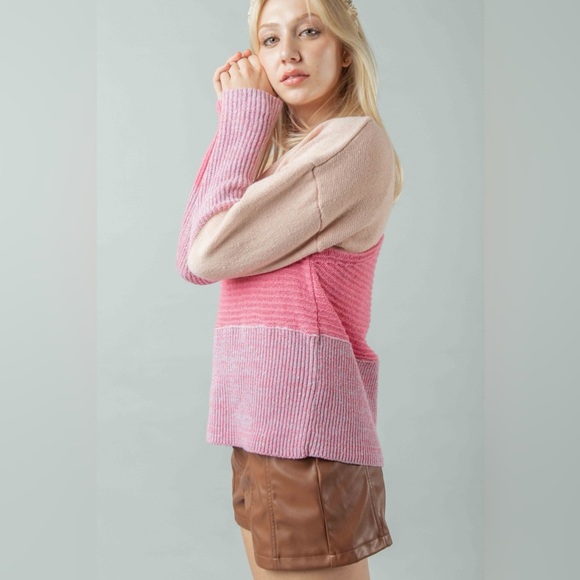 Very J Color Block Long Sleeve Sweater - Picture 3 of 5